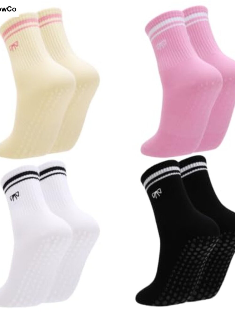Pilates Grip Socks, Anti Slip Yoga Socks with Arch Support, Cotton, Women 5-9
